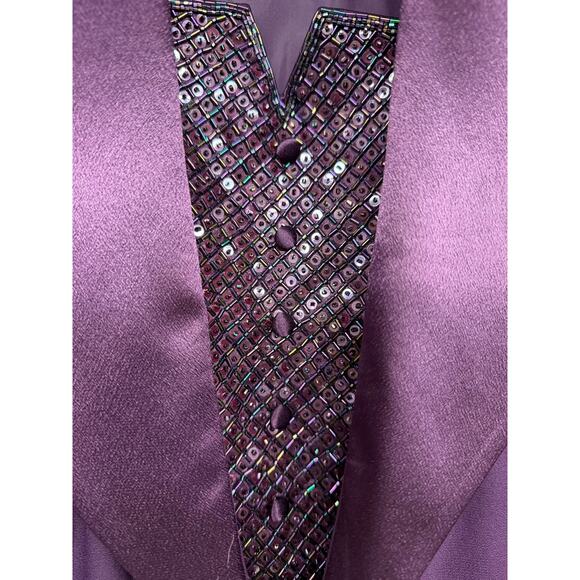 J.R. Nites Woman Two Piece Skirt Set Purple Size 16 Fancy Cruise Wedding Sequin - Picture 5 of 10